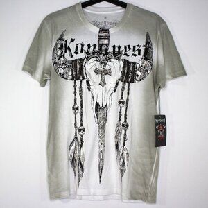 Konquest Mens Small Swarovski Crystals Studded Y2K Style T-Shirt NEW A1577